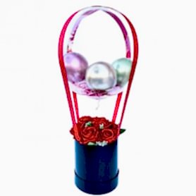 Luxury Box with Bobo Balloon & Lifelike Artificial Roses