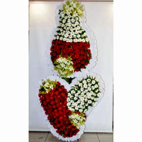 3 Göbekli Kırmızı Beyaz Düğün Açılış Nikah Çiçekleri 