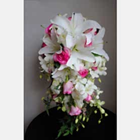 Pembe Gül Pembe Lilyum Gelin Buketleri GB164