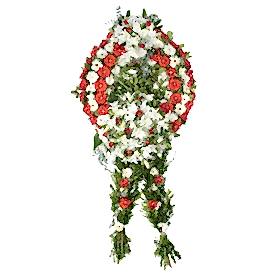 Beyaz-Kırmızı Gerber Cenaze Çelenği
