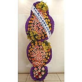 	 3 Katlı Turuncu Pembe Düğün Açılış Nikah Çiçekleri