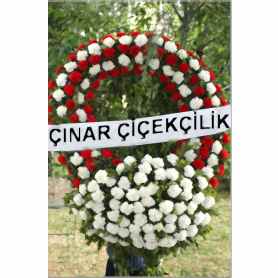 Kırmızı Beyaz Karanfil Cenaze Çelenği